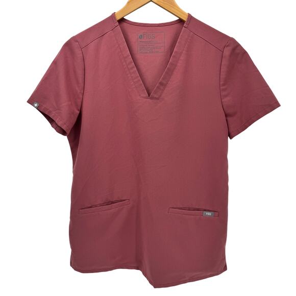 FIGS Scrub Top Casma Womens Small Mauve Pink Pullover Short Sleeve V-Neck - Picture 1 of 8